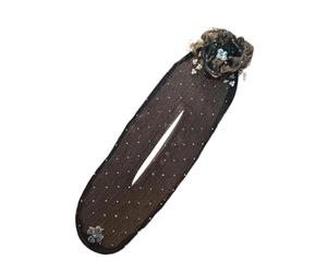 AOKID Fermaglio per capelli, con fiori ricamati a mano, per chignon e chignon, in tessuto trasparente, accessorio per capelli lunghi e spessi, per donne e ragazze