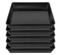 AOKID Sottovaso per piante, 22,9 cm, confezione da 5 piattini quadrati per piante, in plastica, spessi e resistenti, per interni ed esterni, colore nero, 25,4 cm