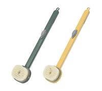 AOKID Spazzola da doccia, spazzola per la schiena, spazzola bagnata, manico lungo con setole rigide e morbide, spazzola da doccia intercambiabile staccabile, esfoliante per il corpo per bagno o