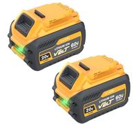 Aokikeisu Batteria di ricambio per Dewalt 20V/60V, compatibile con DCB200/DCB203/DCB204/DCB205/DCB206/DCB209/DCB180/DCB182/DCB183/DCB184/DCB185/DCB606/DCB609 (9009) 00 mAh. Confezione da 2, giallo