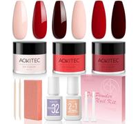 Aokitec 3 colori Dip Powder Nail Kit - 10 pezzi rosa rosso Nail Dipping Powder Kit con 2-in-1 Dip Base & Top Coat Activator Strumenti di base per unghie per French Manicure Nail Art Starters