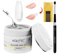 Aokitec Builder Nail Gel Set - 60g Gel per Estensione Unghie Trasparente Set Manicure per Miglioramento Unghie con 100 Dischetti per Unghie e Pennello per Unghie Acriliche per Principianti