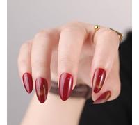 Aokitec Rosso Press on Nails: Cat Eye Unghie Finte Riutilizzabili e Impermeabili con Colla Gel,24 Pezzi Unghie Finte per Unghie, Compatto e Applicazione Istantanea,Tenacia 7+ Giorni Effetto Salone
