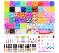 AOKITO 3800 Elastique Bracelet Kit, 40 Couleurs Bricolage Élastique Loom Bands Kit pour Enfant avec Pendentifs, Clips, Perles, Boîte de Rangement, pour Fille Garçon Enfants