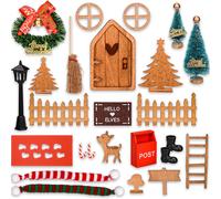 AOKITO Porta Elfo Natale Kit Porticina Elfo Natale Legno Accessori Porta Elfo