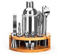 AOKITO Set Cocktail Shaker 12 Pezzi, Shaker 750ml Acciaio Inox | Kit Barman Complet con Supporto in Bambù & Ricettario, Perfetto per la Casa & il Bar, Regalo Uomo & Donna