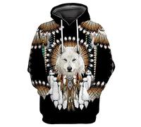AOKODA Felpa Uomo Stampa 3D Moda Casual Felpa con Cappuccio da Uomo Unico Creativo Fox Wolf Modello Streetwear Uomo Tendenza Felpa con Cappuccio da Uomo E-09 L