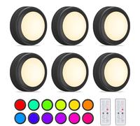 Aokpsrt Luci a disco nere con telecomando, 16 luci LED wireless intercambiabili di colore, luci sotto l'armadio, luci a batteria con dimmer e timer, ideali per armadio, camera da letto, cucina (6