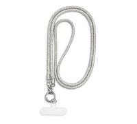 AOKSUNOVA - Cordino per cellulare lungo, portachiavi scintillante con strass, cinturino per telefono da indossare al collo, colore argento