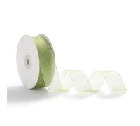 AOKSUNOVA Nastro in organza, verde, 2,5 cm x 45 m, per matrimonio, nastro in organza, colore verde chiaro