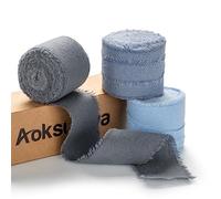 AOKSUNOVA nastro regalo di nozze nastro di tessuto largo 3,8 cm nastro con frange nastro di cotone blu