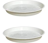 Aoktorkit 2 sottovasi bianchi da 23 cm, in plastica, per vasi da fiori, per interni ed esterni, giardino
