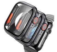 AOKUTDA 2 Pezzi Duro Cover per Apple Watch Serie 6/5/4/SE 44mm (L'aspetto Sembra Ultra e Ultra2) 360°Vetro Antigraffio Copertura Protettiv Copertura Posteriore,per Apple Watch 6 44mm,Originale Nero