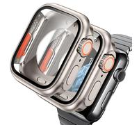 AOKUTDA 2 Pezzi Duro Cover per Apple Watch Serie 9/8/7 41mm (L'aspetto Sembra Ultra e Ultra2) 360°Vetro Antigraffio Copertura Protettiv Copertura Posteriore,per Apple Watch 9 41mm,Titanio oro