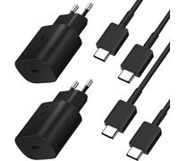 AOKUTDA Caricatore rapido USB C da 25 W per Samsung Galaxy S24 S23 S22 S21 Plus/FE/Ultra/S20 Plus, A55/A54/A53/A35/A15/A14/A05s, Z Fold 5/6 5G, Z Flip 6/5 (nero 2+2)