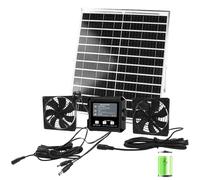 AOKUY Ventilatore solare per pollaio con batteria, kit doppio ventilatore di scarico solare, 3 modalità intelligenti controller (continuo/timer/sensore di movimento), ventola di ventilazione ad