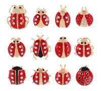 AOKWAWALIY 12 Pezzi Un Set Di Spilla Coccinella Spilla In Metallo Cartone Animato Spilla Insetto Carina Spilla Insetto Di Cristallo Spilla Coccinella Spilla Corpetto Coccinella Spilla, 2x2cm, Metallo,