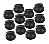 AOKWAWALIY 12 Pz Mini Nero Streghe Calderone di Plastica Strega Calderone di Halloween Caramelle Secchi Supporto con Manico Calderone Barattoli Decor