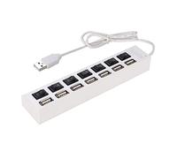 AOKWAWALIY 7 Pratico sdoppiatore USB Spina sdoppiata Alta USB a Porte Computer Portatile hub USB per Computer Adattatore USB ad Alta velocità Centro Interruttore Bianca