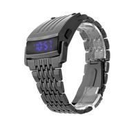 AOKWAWALIY LED orologio da polso digitale da uomo ha condotto orologio digitale da uomo orologio da polso con cinturino in lega nero, Nero , 23.80X2.50X1.50CM