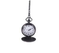 AOKWAWALIY Orologio da taschino con guscio in acciaio inox, da uomo, orologio da polso, da uomo, con cifre arabe, con portachiavi gonfio, orologio meccanico, nero, Nero , Medium