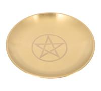 AOKWAWALIY Pentagramma Calderone Tea Light Candele Vassoio Metallo Posacenere Gioielli Vassoio Portacandele Wicca Tavolo Vassoio Forniture per la Casa Rituale Portacandele Piatto La Strega Rame