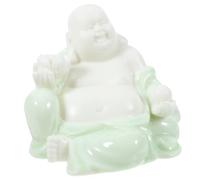 AOKWAWALIY Statua Buddha Maitreya in Ceramica Celadon Lucida Piccola Decorazione Da Tavolo Per Casa E Ufficio Con Dettagli Artigianali Eleganti E Design Culturale