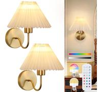 AoLa Confezione da 2 applique a LED oro a batteria lampada da parete senza fili telecomando RGB dimmerabile senza collegamento alla corrente applique da parete vintage lampada da comodino,D'oro