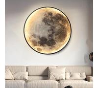 AoLa Lampada da Parete a LED a Forma di Luna per Interni Dimmerabile con Telecomando e Cavo Applique da Parete Luna Rotonda Lampada Decorativa Design Moderno Luce Notturna Sfondo Murale,80CM