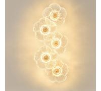 AoLa Lampada da parete a LED in vetro interni 5 luci a forma di fiore Luci da parete moderna 3 temperature di colore Stile country Lampada da parete decorativa di lusso Lampada da comodino fiorentina