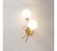 AoLa Lampada da Parete a LED per Interni 2 Fiamma Vetro Palla Paralume Applique da Parete Lampada da Comodino a Forma di Sfera in Vetro Metallo Vintage Base G9 Lampada Decorativa Creativa,d'oro,Left