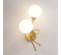 AoLa Lampada da Parete a LED per Interni 2 Fiamma Vetro Palla Paralume Applique da Parete Lampada da Comodino a Forma di Sfera in Vetro Metallo Vintage Base G9 Lampada Decorativa Creativa,d'oro,Right