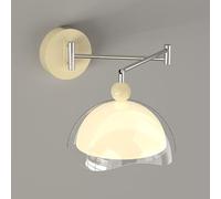 AoLa Lampada da parete braccio orientabile LED 14W interni braccio lungo regolabile 360° Luci da parete moderna 3 colori della luce con braccio oscillante lampada da lettura orientabile,Bianca