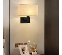 AoLa Lampada da Parete in Metallo per Interni Applique da Parete Quadrata in Tessuto per la Camera da Letto Lampada da Muro Nera con Base E27 per Lettura a Parete per Corridoio Soggiorno,Nero