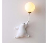 AoLa Lampada da Parete Moderna Camera dei Bambini Orso Applique da Parete Luna con Paralume A Sfera G9 LED Lampada Acrilica Deco Parete Bambini Lampada Letto 3 Temperature di Colore Camera,Bianca,L