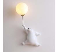 AoLa Lampada da Parete Moderna Camera dei Bambini Orso Applique da Parete Luna con Paralume A Sfera G9 LED Lampada Acrilica Deco Parete Bambini Lampada Letto 3 Temperature di Colore Camera,Bianca,R