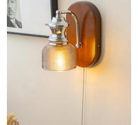 AoLa Lampada da parete vintage con interruttore Applique da parete vetro interni attacco E14 stile country lampada da comodino retrò metallo con paralume in vetro illuminazione decorativa da parete