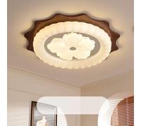 AoLa Lampada da soffitto a LED a forma di fiore, lampada da soffitto creativa in legno a forma di fiore rotonda 3 colori Lampada moderna per camera dei bambini con paralume in acrilico,58CM
