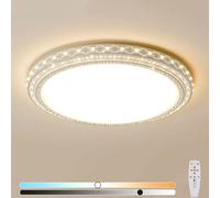 AoLa Lampada da soffitto a LED dimmerabile con cristallo Lampade da soffitto con telecomando Moderna bianca rotonda Lampada da soffitto per camera da letto Lampada minimalista creativa,50CM