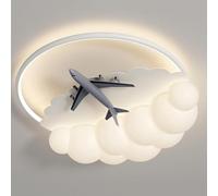 AoLa Lampada da soffitto bambini a forma di aeroplano a LED lampada da soffitto cameretta regolabile con telecomando luci creative a forma di nuvola e personaggi dei cartoni animati, rotonda,Grigio