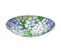 AoLa Lampada da soffitto Tiffany vintage E27 lampada da soffitto rotonda in stile Tiffany lampada da soggiorno in stile barocco paralume in vetro artistico motivo floreale realizzato a mano,30CM