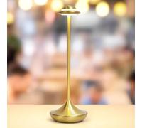 AoLa Lampada da tavolo ricaricabile senza fili LED Touch dimmerabile Lampe da tavolo ricaricabile USB-C Lampada da comodino in metallo Design moderno UFO Portatile Lampada da scrivania,D'oro