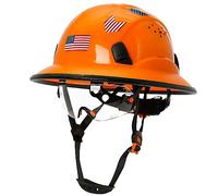 Aolamegs Safe Cascos De Construccion - Casco rigido con visiera trasparente ANSI Z89.1, con visiera trasparente, colore: arancione, con sottogola