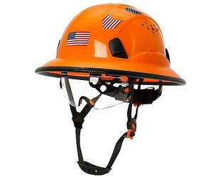 Aolamegs Safe Cascos De Construccion - Casco rigido con visiera trasparente ANSI Z89.1, con visiera trasparente, colore: arancione, con sottogola