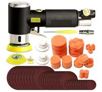 Aolawco 63 in 1 Mini Levigatrice Pneumatica, set lucidatrice eccentrica con Pad da Smerigliatrice*1 Ugello aria*1 Attrezzo di smontaggio*1 Vassoi*3 Spazzole*6 Carta vetrata*30 Spugne*21