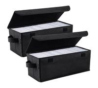 Aolawco Confezione da 2 scatole per CD, 35,1 x 15,7 x 14 cm, confezione da 2 custodie per CD, 40 CD in custodie complete, 80 CD in custodie sottili e 200 dischi in custodie per CD, colore nero