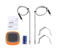 Aolidsive Termometro Digitale per Carne, Doppia Sonda con Touch Screen Retroilluminato, Timer per Barbecue, Grigliate e Cotture all'aperto (ORANGE)