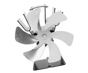 Aolidsive Ventola per Stufa Alimentata a Calore a 6 Pale, Ventola di Controllo Manuale in Lega di Alluminio per Stufe a Legna, per Camino Ecologica Che Fa Circolare il Calore in Modo