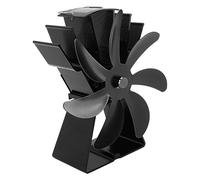 Aolidsive Ventola per Stufa Alimentata a Calore a 7 Pale, Lega di Alluminio, Aumenta l'efficienza Termica, Silenziosa e Leggera per Stufe a Legna e a Cherosene (GOLD) (BLACK)