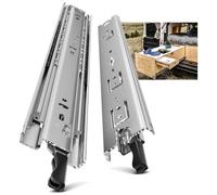 AOLISHENG Guide Per Cassetti Carichi Pesanti 850 mm Con Blocco Montaggio Laterale Guida Binari Scorrevoli Estrazione Totale Portata Massima 68kg Per Ufficio Camper Garage Industriale 1 Paio(2 Pezzi)